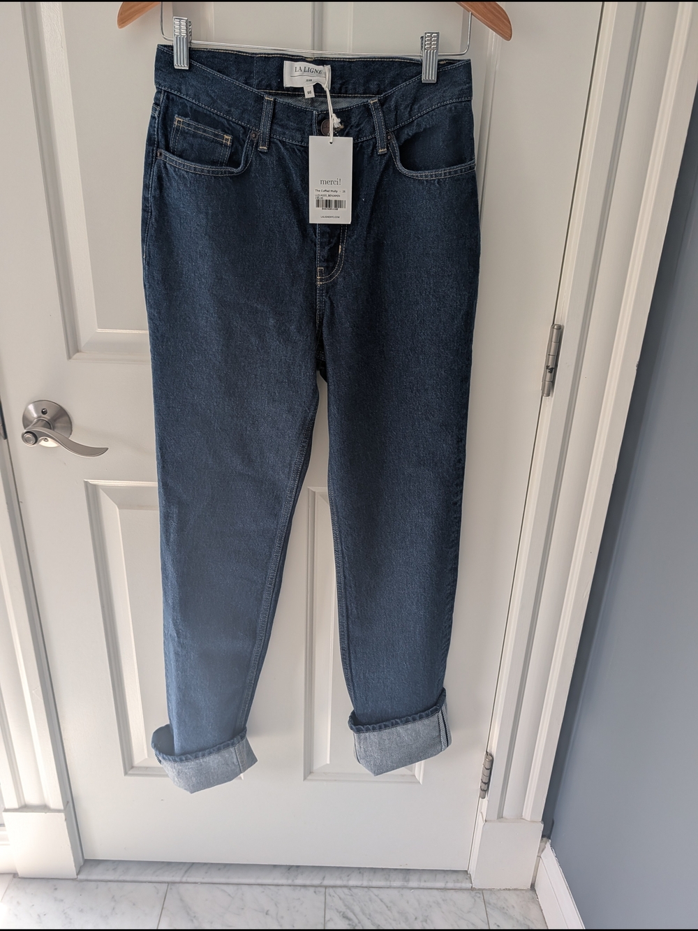 La Ligne Dark Indigo Cuffed Molly Jeans